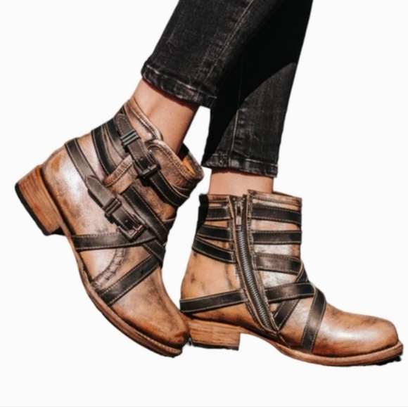 NEW Freebird Redmond NIB Ankle Boots Moto Western Bohemian Booties Harness Fall - Picture 1 of 16